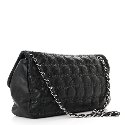 Chanel Lambskin Tweed Double Stitch Maxi Flap Black 3 of 16