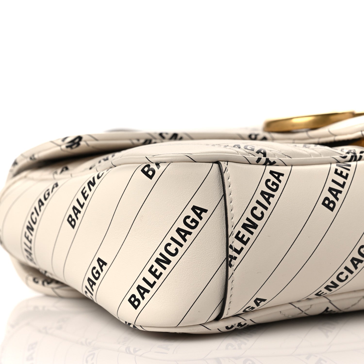 Gucci X BALENCIAGA Calfskin Matelasse Logo Print Small GG Marmont Shoulder Bag White 8 of 11