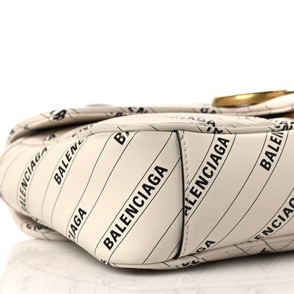 Gucci X BALENCIAGA Calfskin Matelasse Logo Print Small GG Marmont Shoulder Bag White 8 of 11