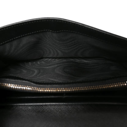 Prada Saffiano Triangle Continental Flap Wallet Black 5 of 7