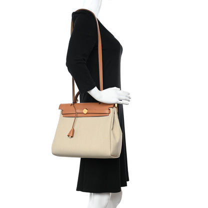 Hermes Vache Hunter Criss Viking Herbag Zip Retourne 31 PM Ecru Beige Naturel 2 of 13