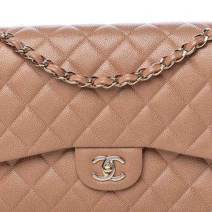 Chanel Caviar Quilted Jumbo Double Flap Beige 13 of 20