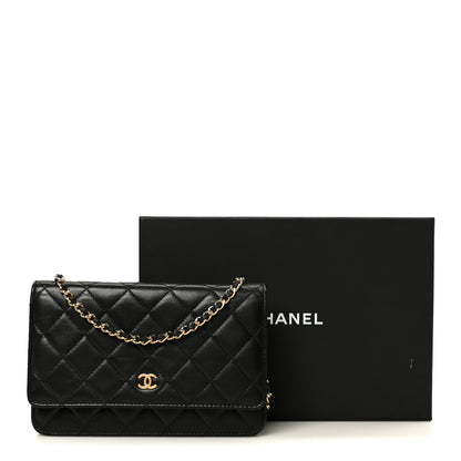 Chanel Lambskin Quilted Wallet On Chain WOC Black 13 of 13