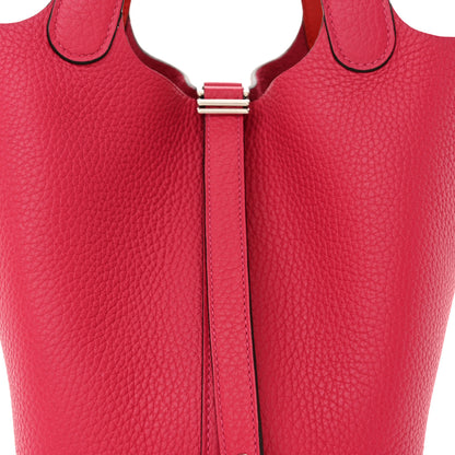 Hermes Taurillon Clemence Swift Eclat Picotin Lock 18 PM  Rose Mexico Rouge De Coeur 8 of 11