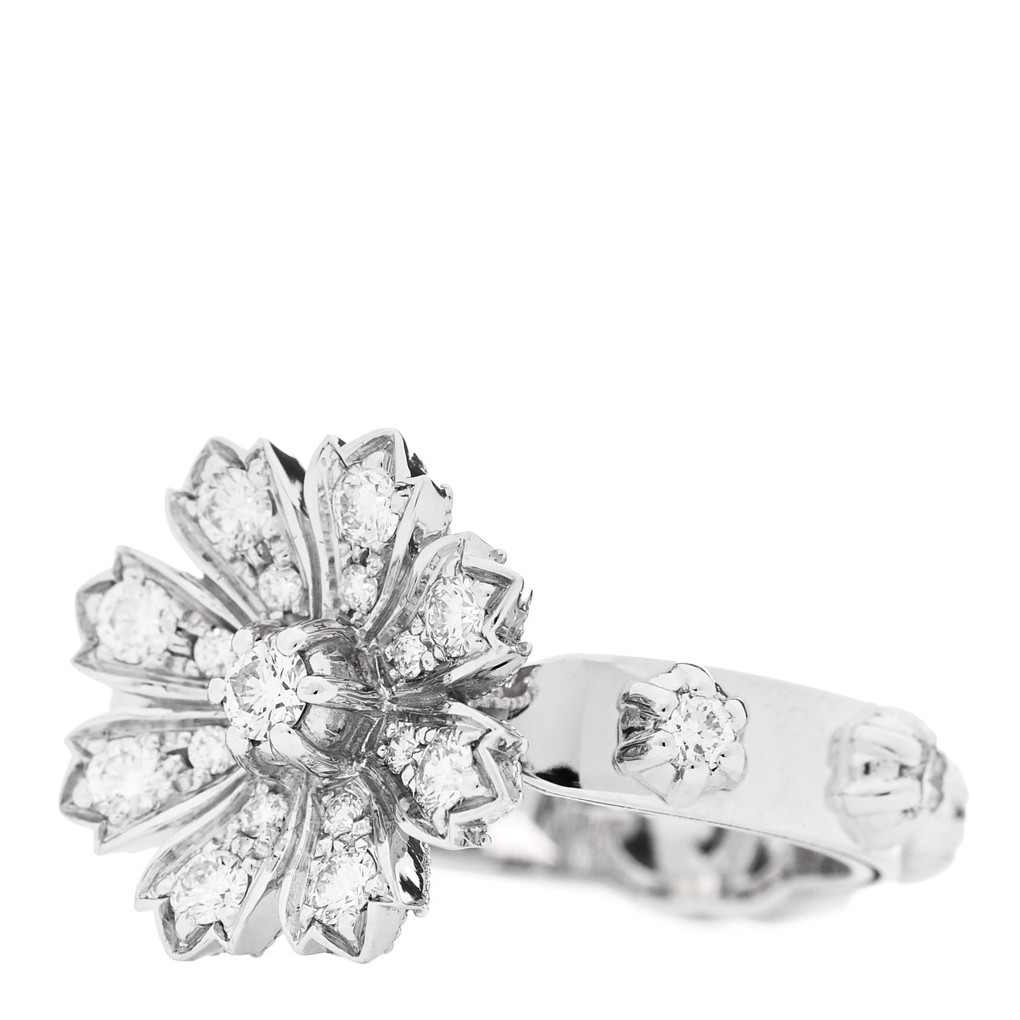 18K White Gold Diamond Flora Ring 50 5.5