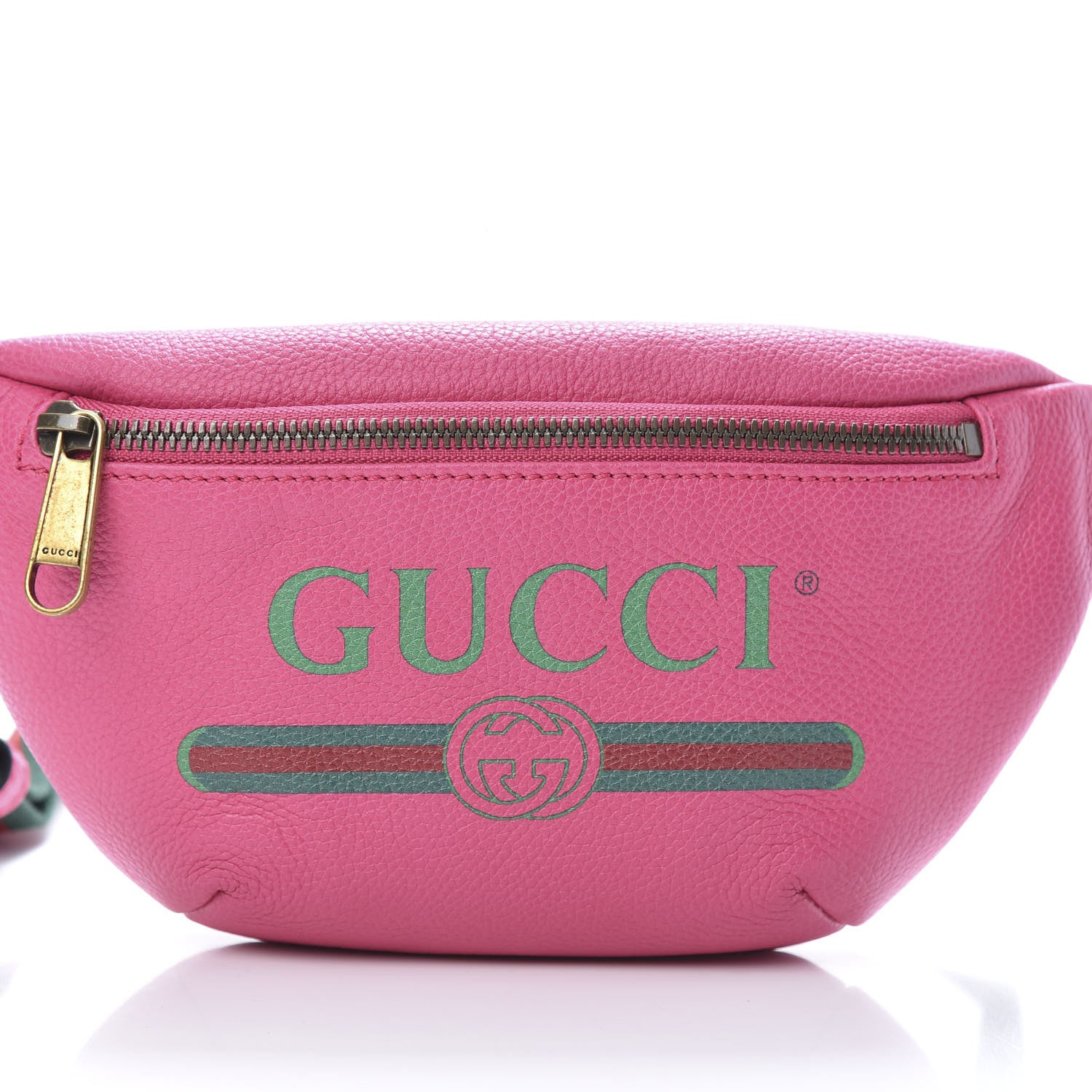 Gucci Grained Calfskin Small Logo Belt Bag Box Pink Green 8 of 11
