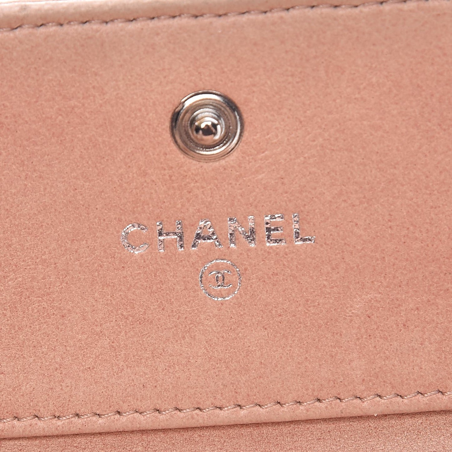 Lambskin Camellia Embossed Small Double Wallet Pink