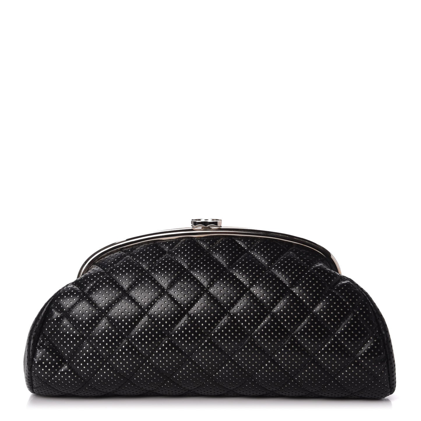Lambskin Perforated Timeless Clutch Black