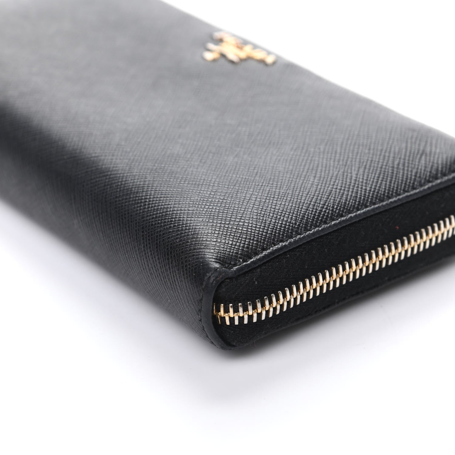 Prada Saffiano Metal Zip Around Wallet Black 8 of 9