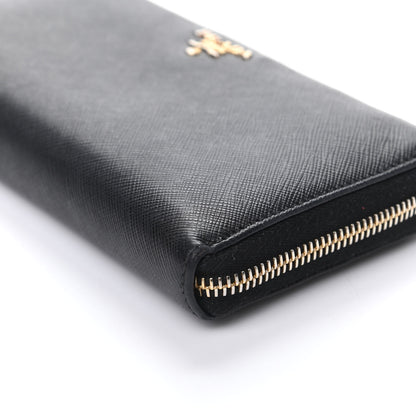 Prada Saffiano Metal Zip Around Wallet Black 8 of 9