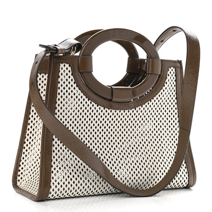Fendi Vitello Liberty Glossy Lambskin Perforated Small Runaway Shopper Tote White Ice Rust Maya 3 of 11