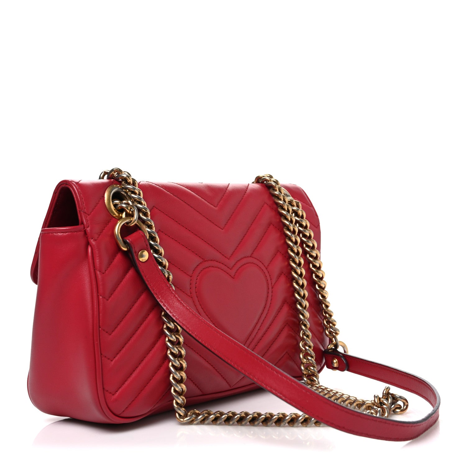 Gucci Calfskin Matelasse Small GG Marmont Shoulder Bag Hibiscus Red 3 of 11