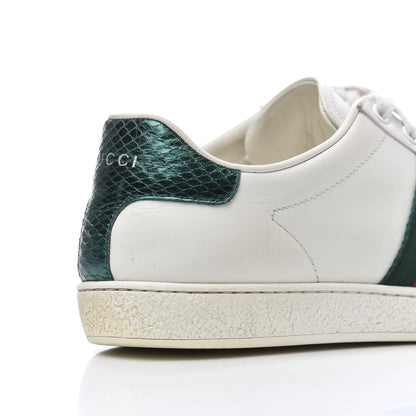 Gucci Calfskin Web Bee Embroidered Womens Ace Sneakers 38 White Green 12 of 25