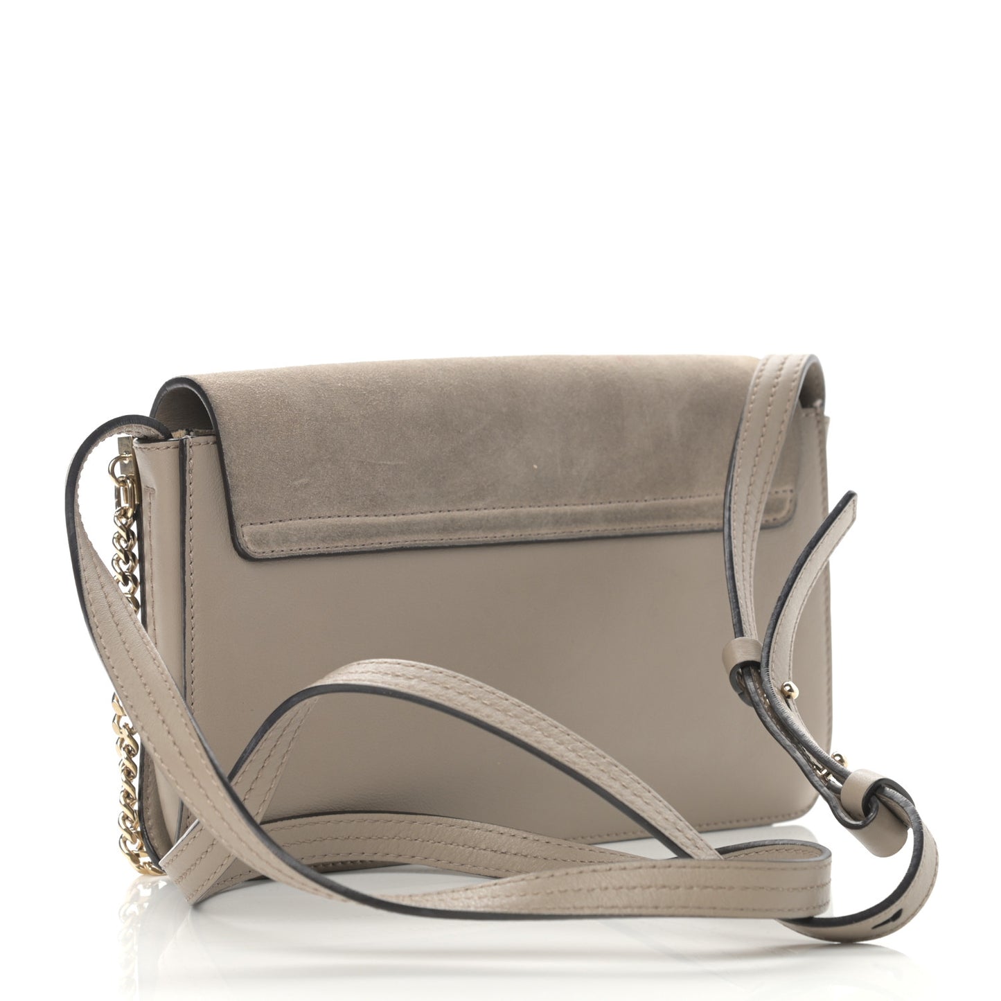 Suede Calfskin Small Faye Shoulder Bag Motty Grey