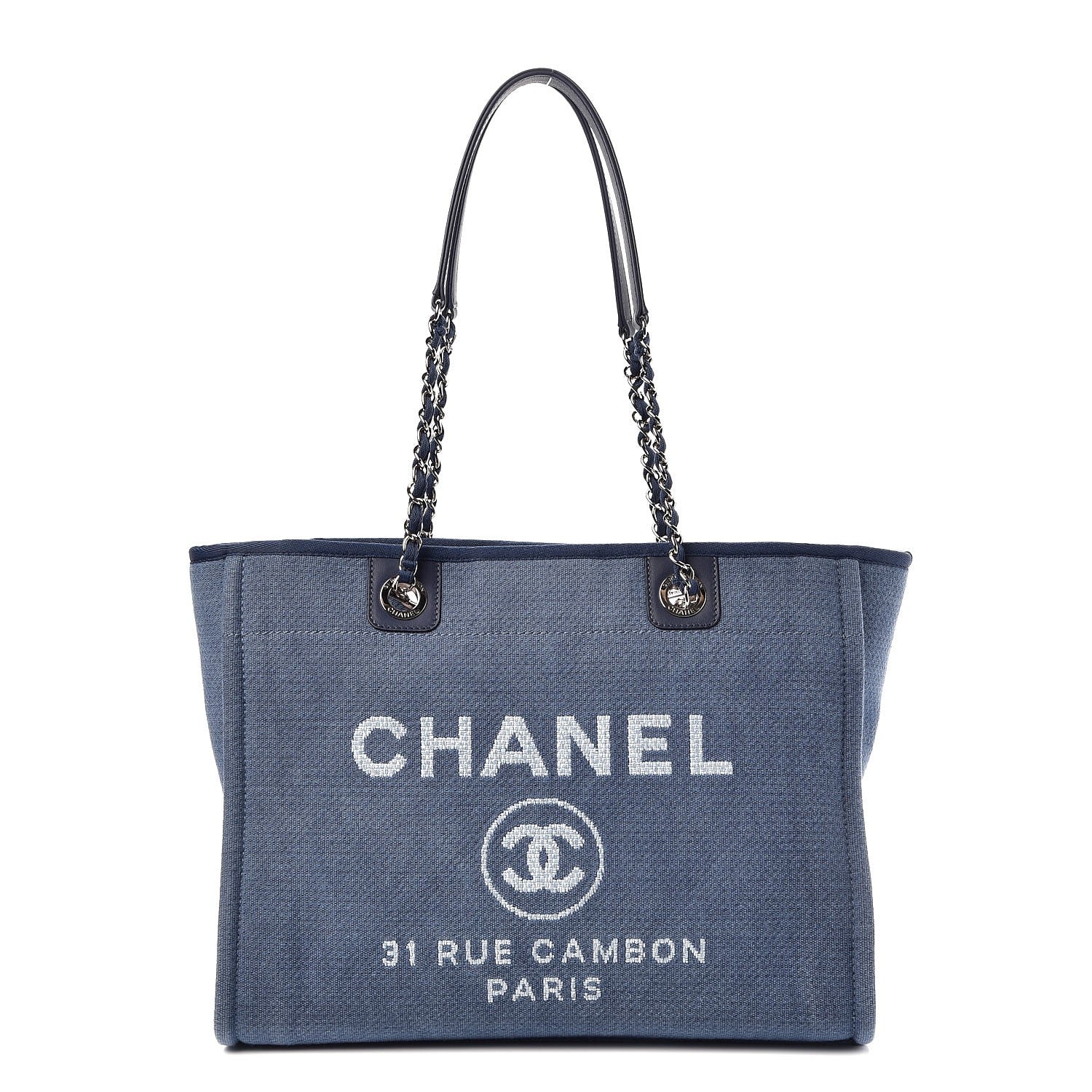 Chanel Canvas Small Deauville Tote Denim Blue 1 of 7