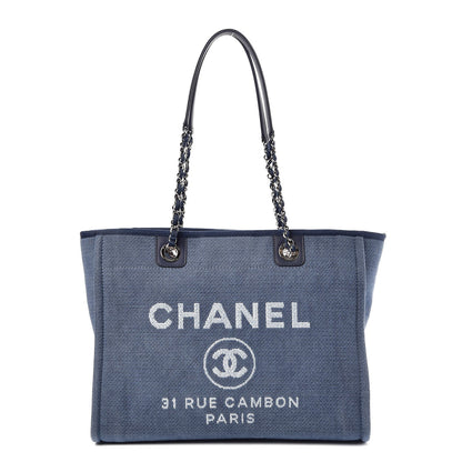 Chanel Canvas Small Deauville Tote Denim Blue 1 of 7