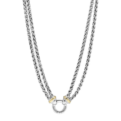 David Yurman Sterling Silver 18K Yellow Gold 8mm Double Wheat Chain Necklace 1 of 4