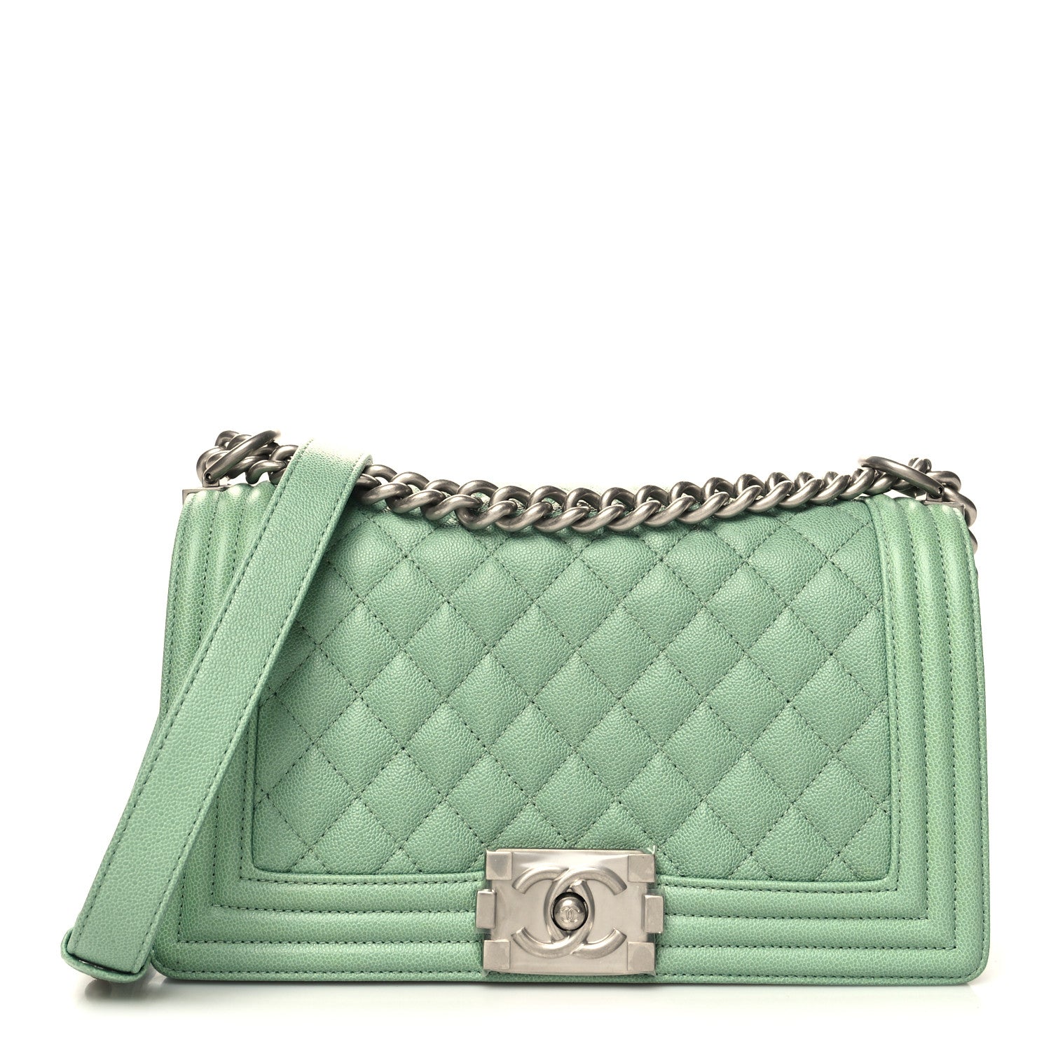 Chanel Caviar Quilted Medium Boy Flap Light Green 1 of 10