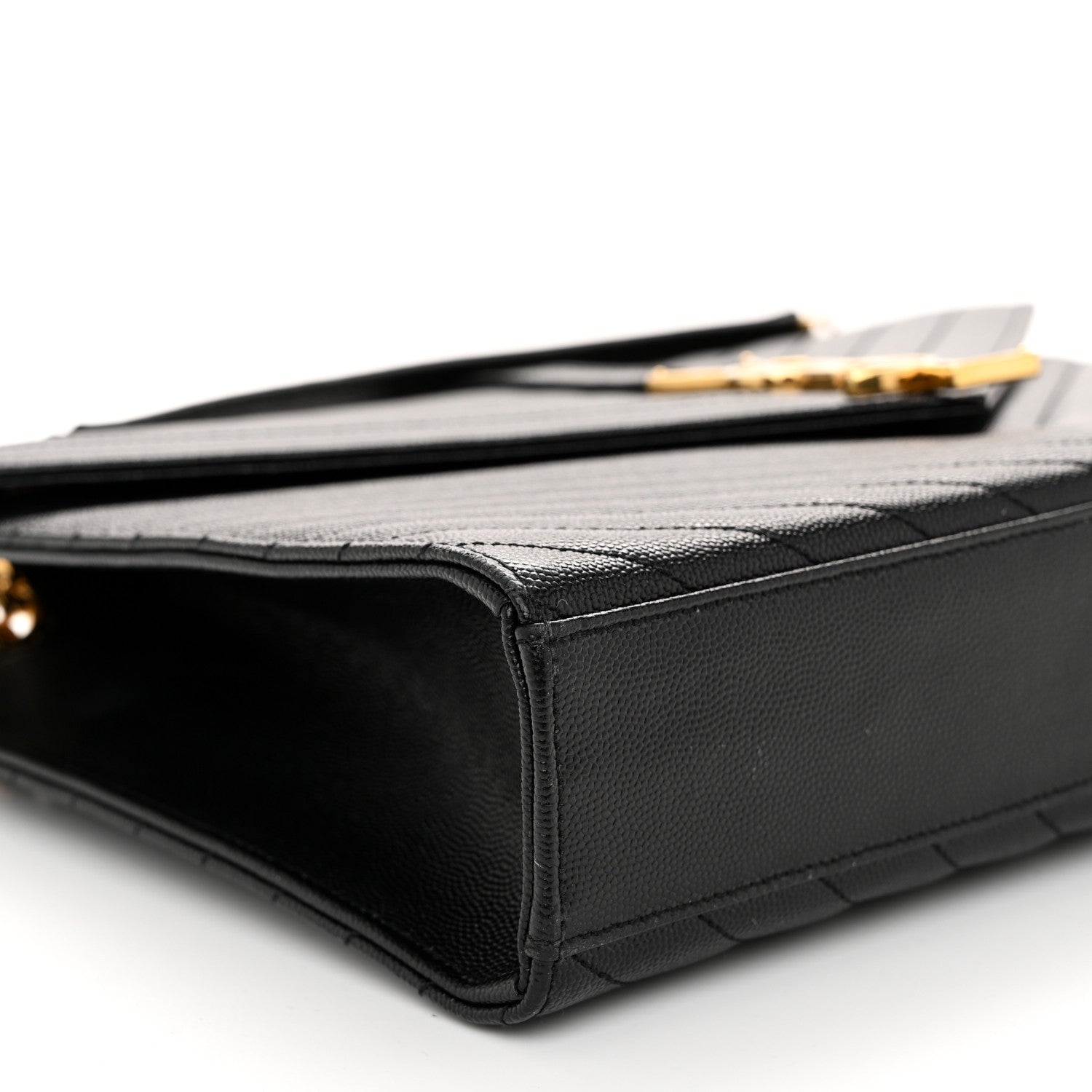 Saint Laurent Grain De Poudre Matelasse Chevron Large Monogram Satchel Black 9 of 10