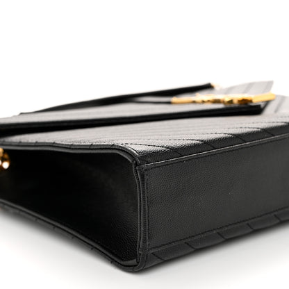 Saint Laurent Grain De Poudre Matelasse Chevron Large Monogram Satchel Black 9 of 10