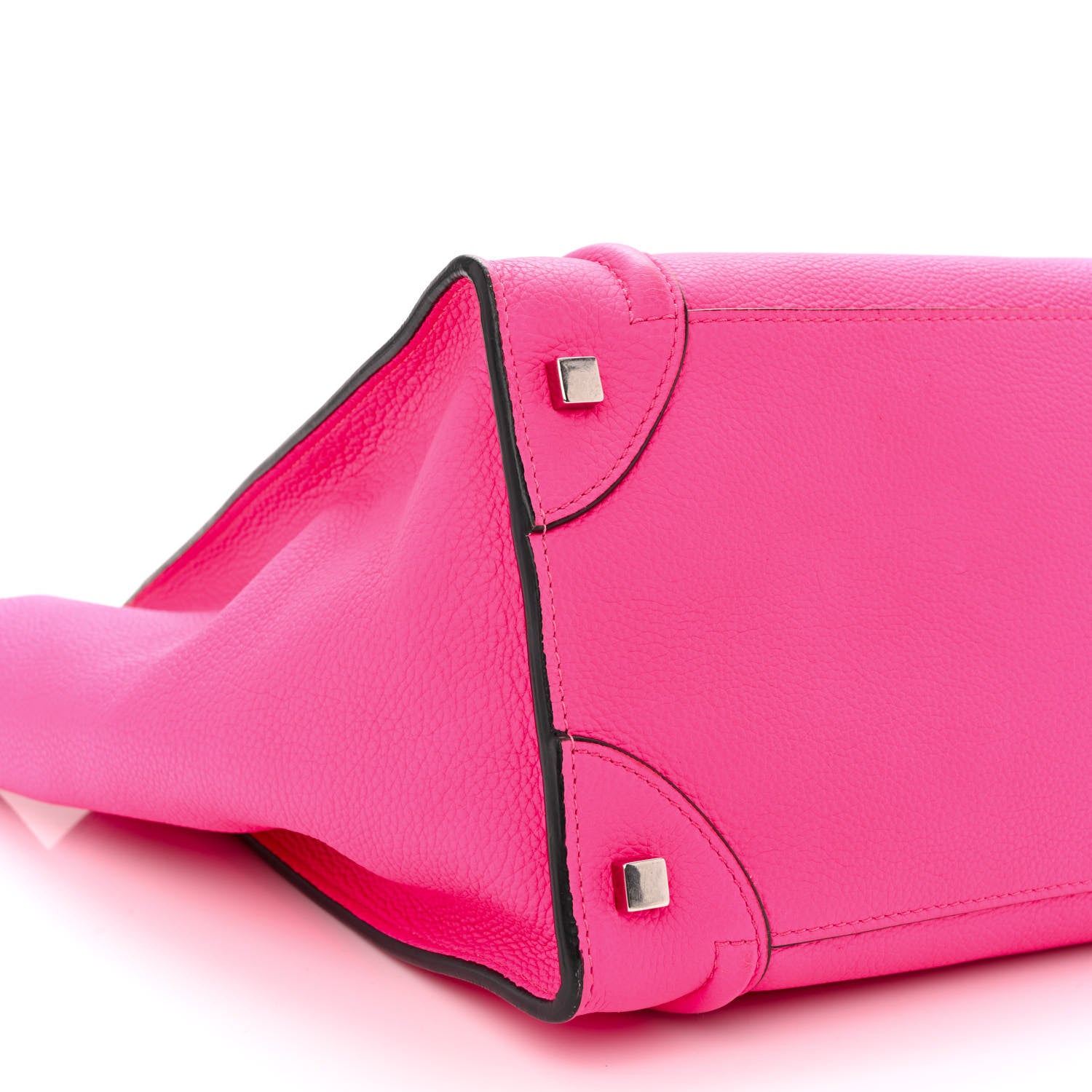 Celine Drummed Calfskin Mini Luggage Fluo Pink 9 of 14