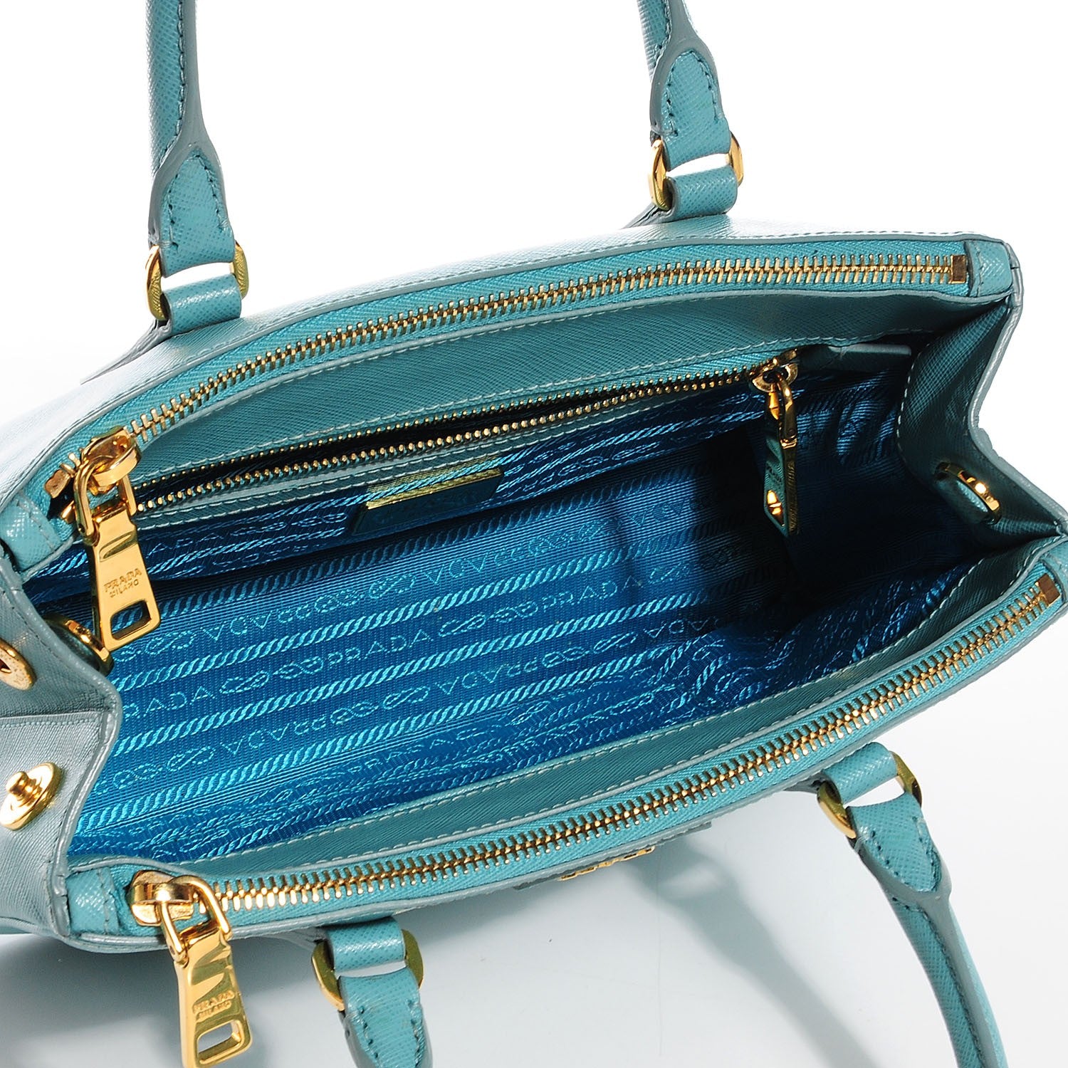Prada Saffiano Lux Small Double Zip Tote Turchese 5 of 10