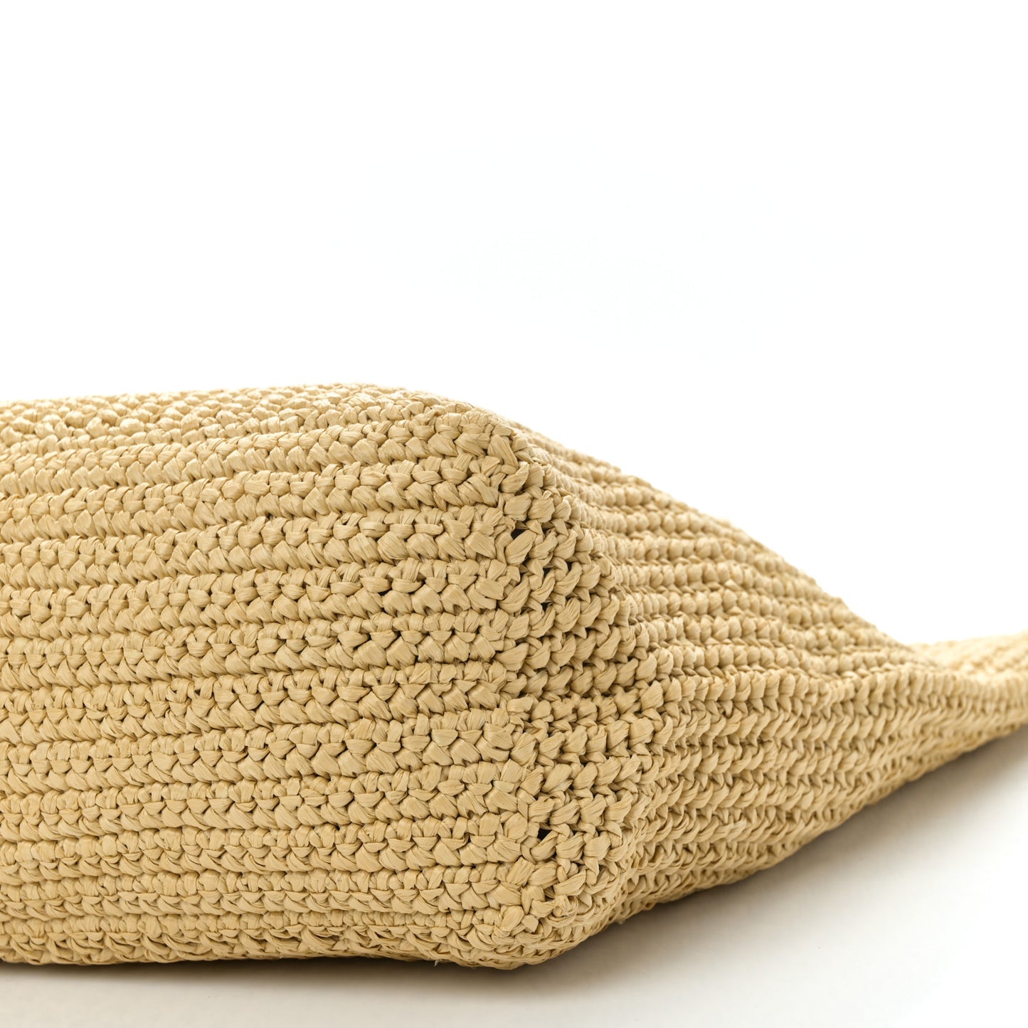 Yarn Raffia Effect Crochet Embroidered Logo Tote Naturale