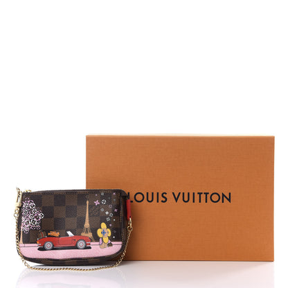 Louis Vuitton Damier Ebene 2019 Christmas Animation Mini Pochette Accessories Red 9 of 9