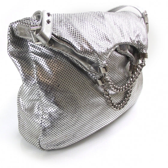 Chanel Metallic Glazed Calfskin Perforated XL Rodeo Drive Tote Silver 3 of 12