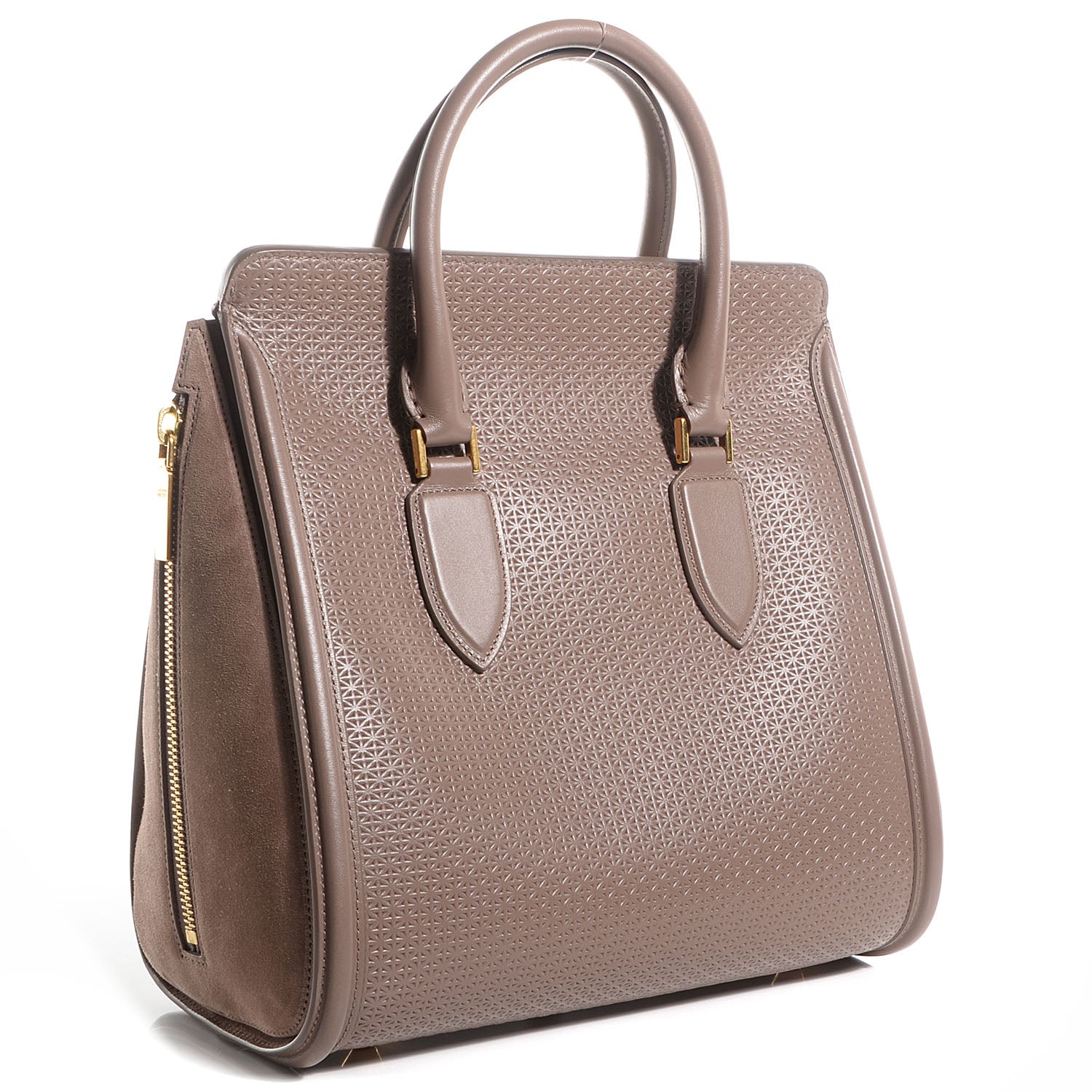 Alexander McQueen Calfskin Embossed Suede Large Heroine Tan 3 of 8