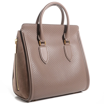 Alexander McQueen Calfskin Embossed Suede Large Heroine Tan 3 of 8