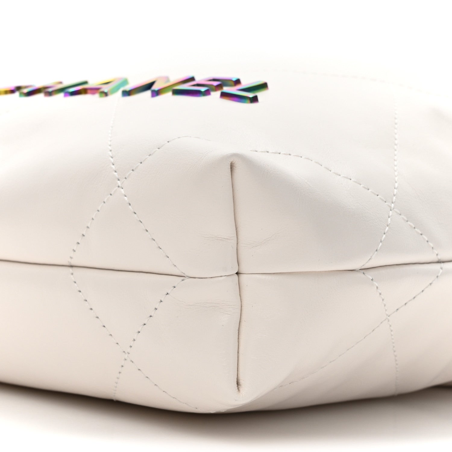 Chanel Shiny Calfskin Quilted Rainbow Mini Chanel 22 White 9 of 11
