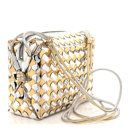 Bottega Veneta Metallic Lambskin Intrecciato Knot Small Loop Camera Bag Silver Gold 3 of 9
