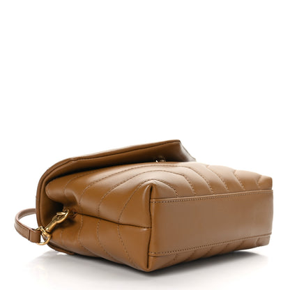 Saint Laurent Calfskin Y Quilted Monogram Toy Loulou Crossbody Bag Dark Natural 4 of 9