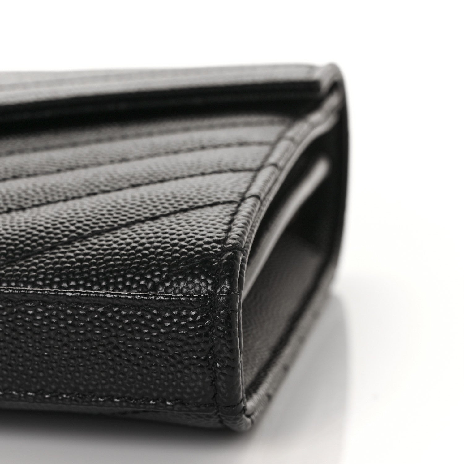Saint Laurent Grain De Poudre Matelasse Chevron Monogram Chain Wallet Black 7 of 7