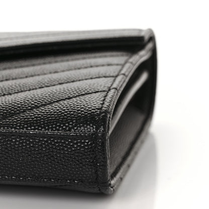 Saint Laurent Grain De Poudre Matelasse Chevron Monogram Chain Wallet Black 7 of 7