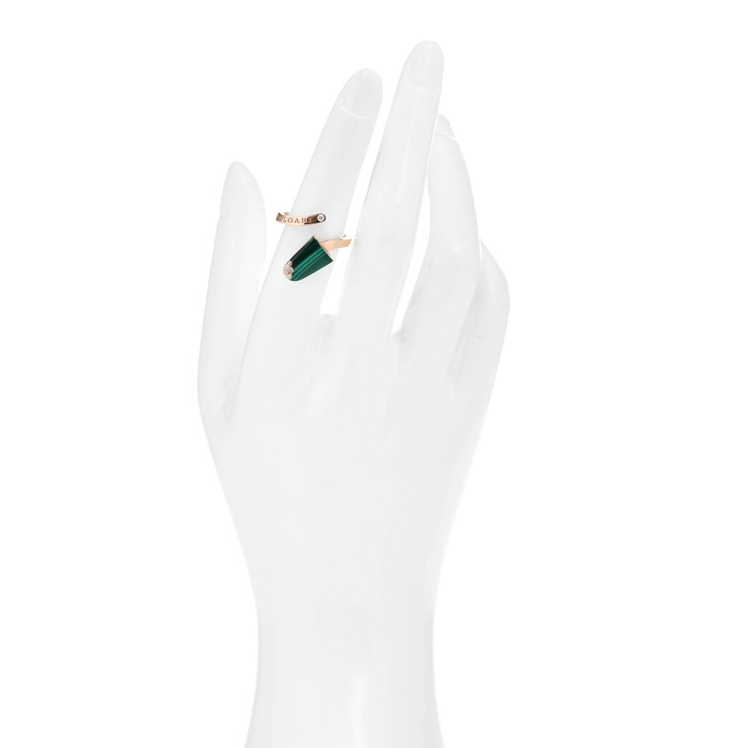 Bulgari 18K Rose Gold Malachite Diamond Gelati Ring 53 6.25 2 of 7