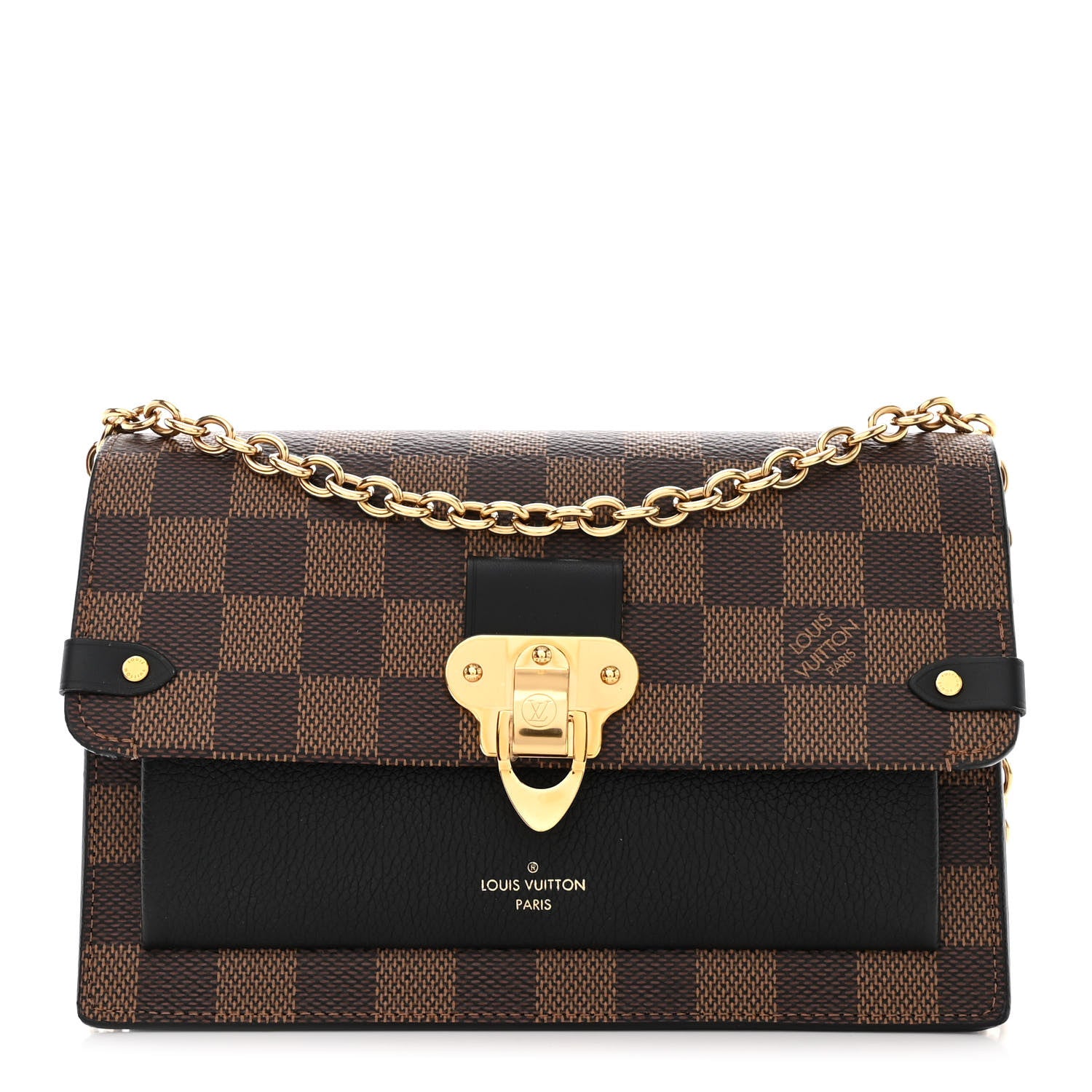 Louis Vuitton Damier Ebene Vavin Chain Wallet Black 1 of 14