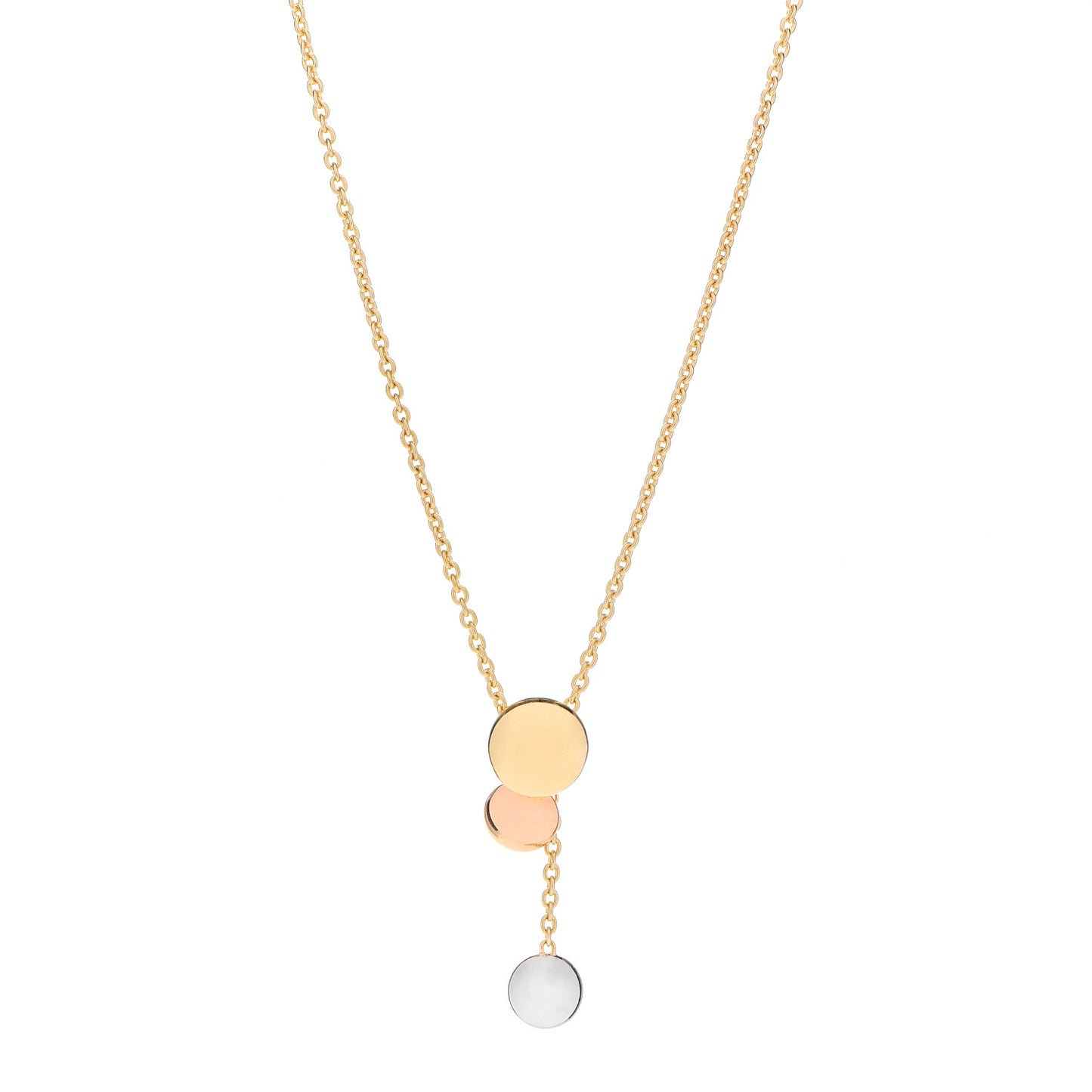 18K Pink Yellow White Gold Sweet Trinity Drop Necklace