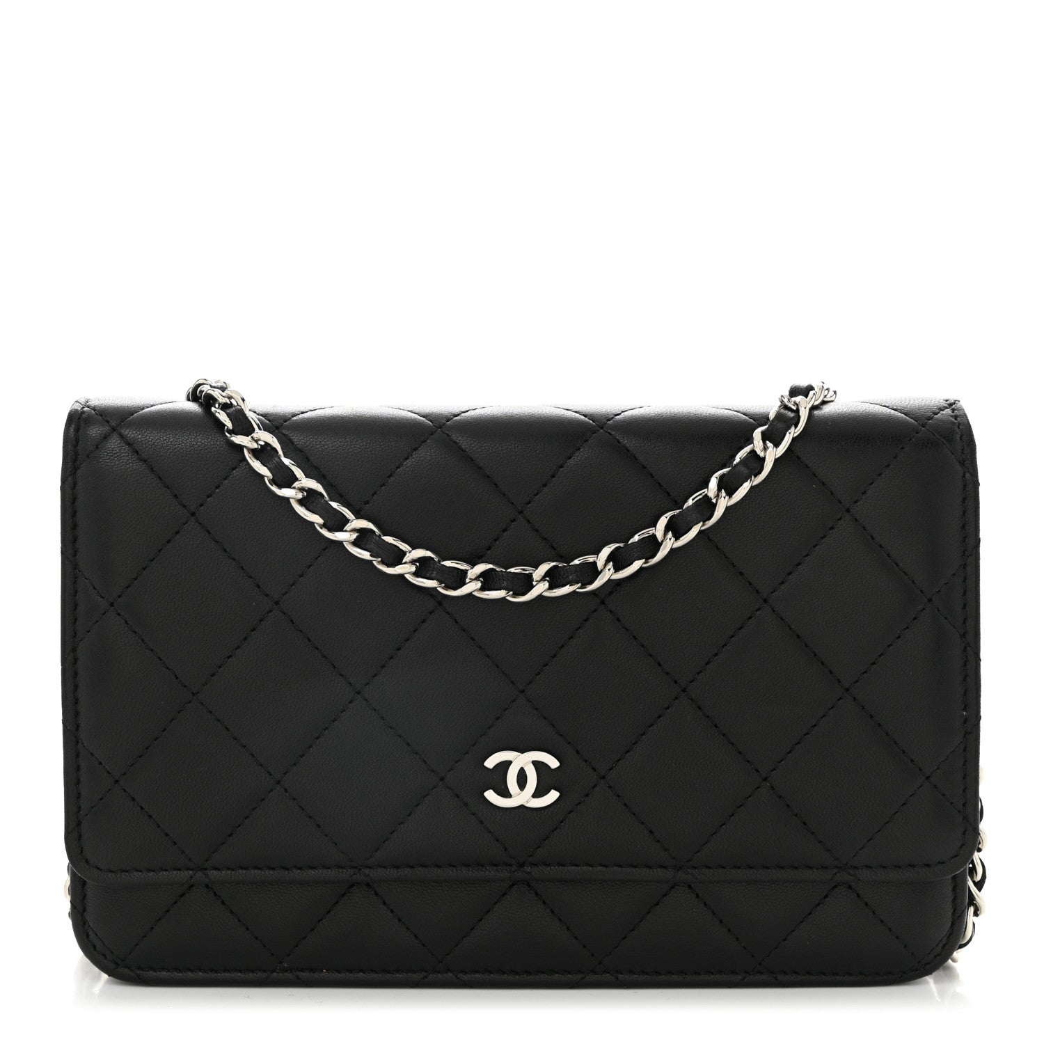 Chanel Lambskin Quilted Wallet On Chain WOC Black 1 of 11