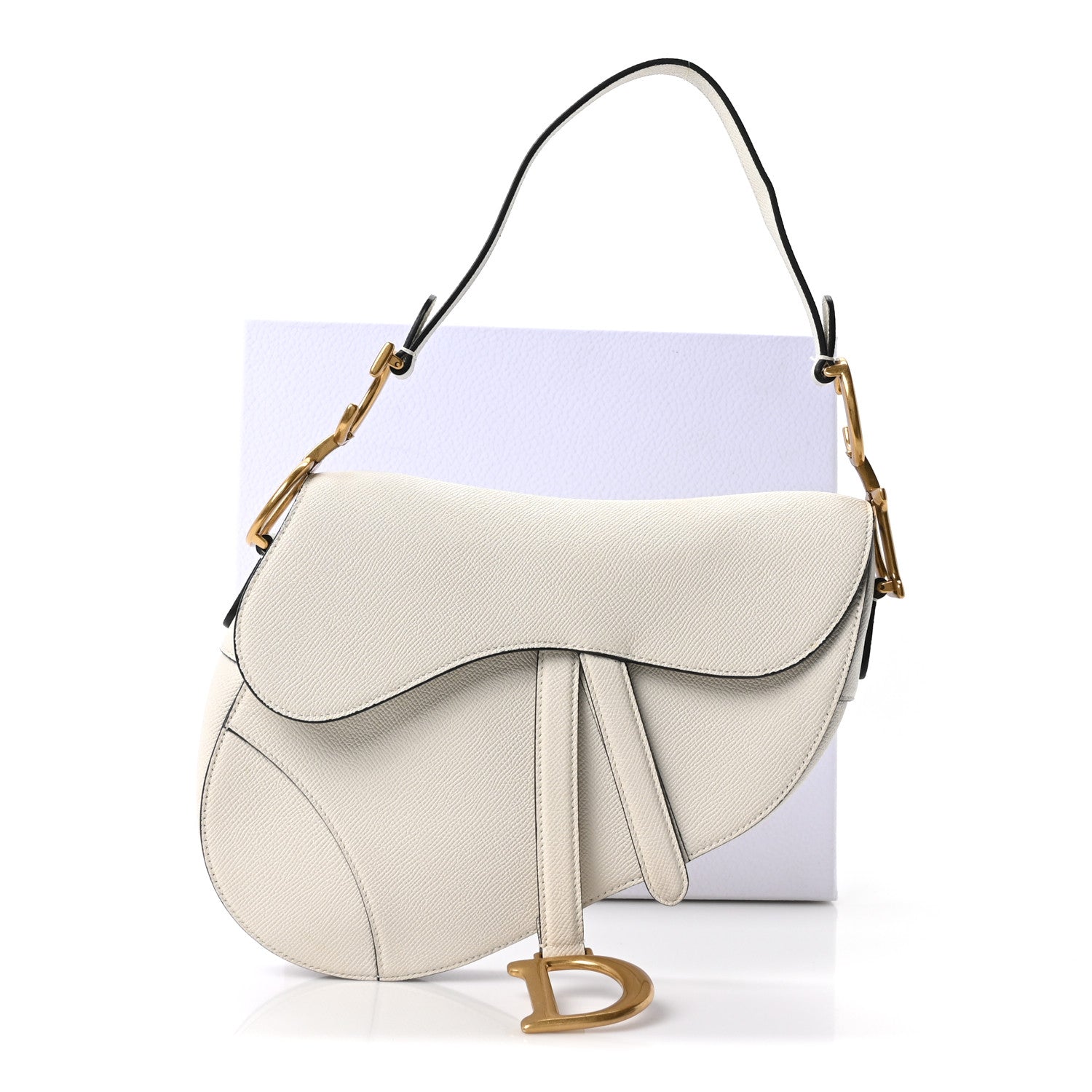 Christian Dior Grained Calfskin Saddle Bag White 11 of 11