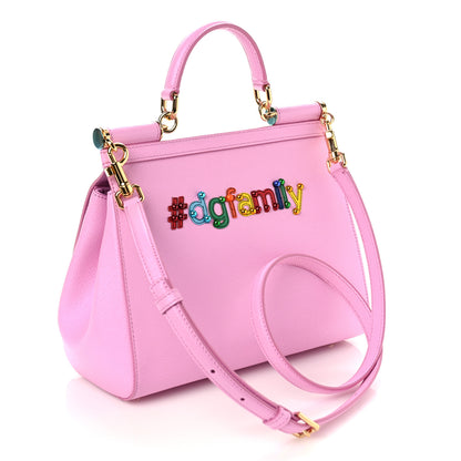 Dolce & Gabbana Dauphine Studded Medium DG Family Patch Miss Sicily Satchel Pink 4 of 10