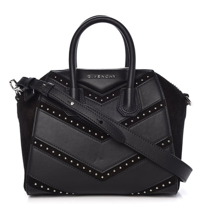 Givenchy Calfskin Suede Mini Studded Chevron Antigona Black 1 of 10