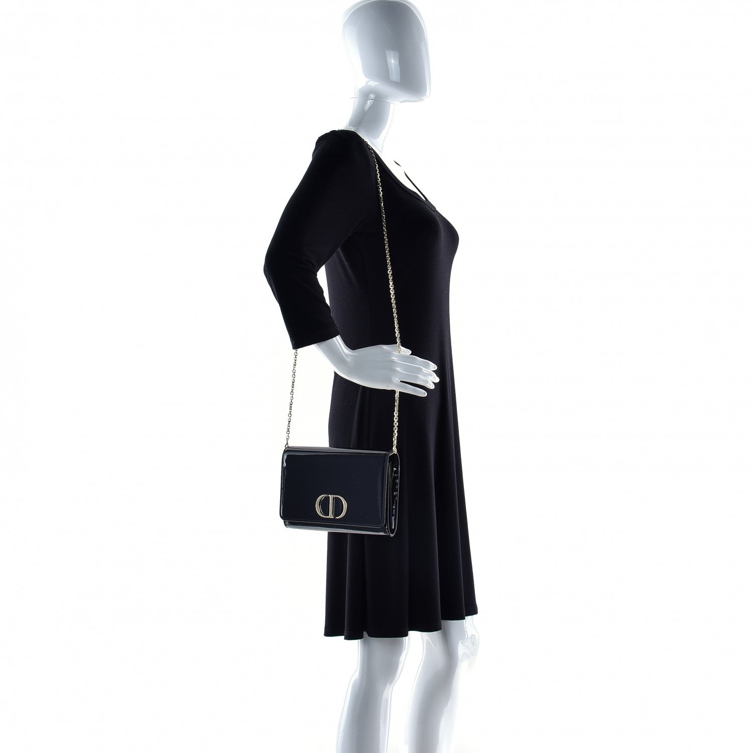 Christian Dior Patent 30 Montaigne Pouch Black 3 of 12