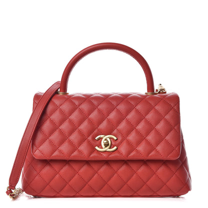 Chanel Caviar Quilted Small Coco Handle Flap Red 1 of 9