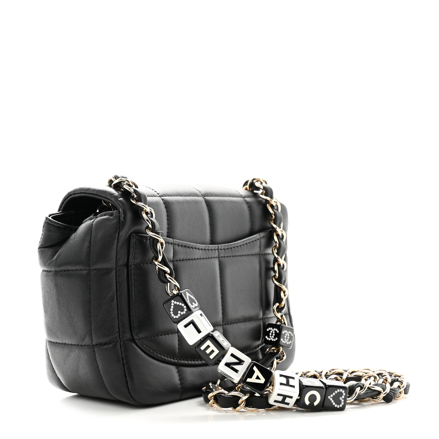 Chanel Lambskin Resin Crystal Square Quilted Mini Monacoco Flap Black 3 of 10