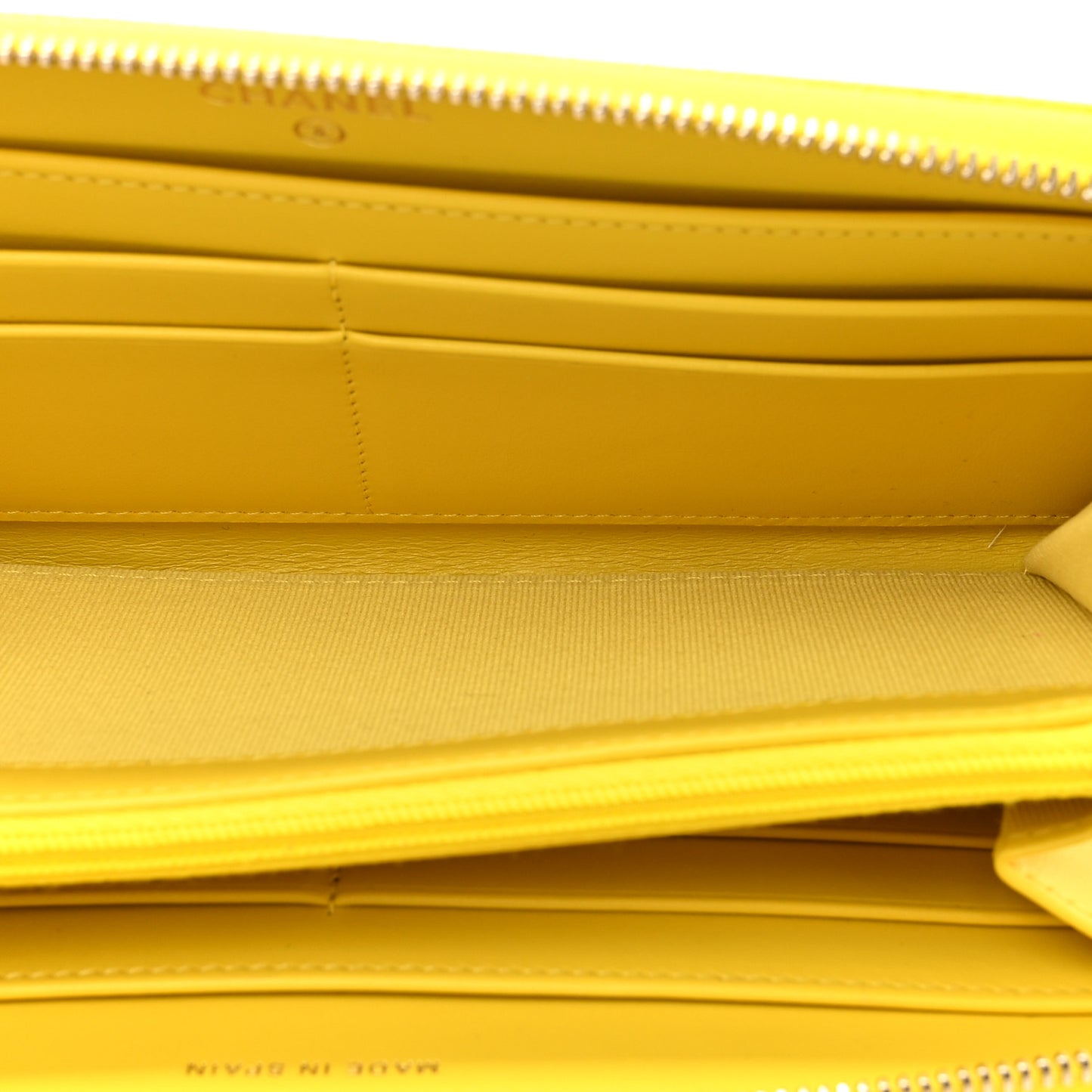 Caviar Quilted Large Gusset Zip Around Wallet Yellow