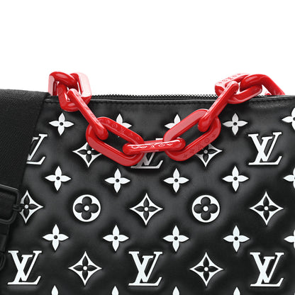 Louis Vuitton Lambskin Embossed Monogram Coussin PM Black White 7 of 9