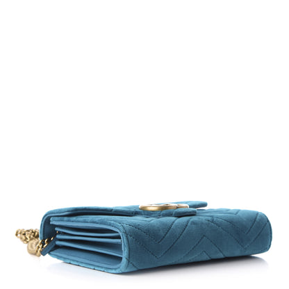 Gucci Velvet Matelasse GG Marmont Chain Wallet Pavone Cyan 4 of 9