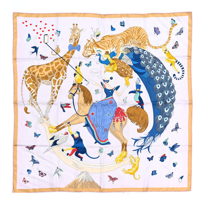 Hermes Silk Story Scarf 90 Rose Nacre Bleu Beige 1 of 5